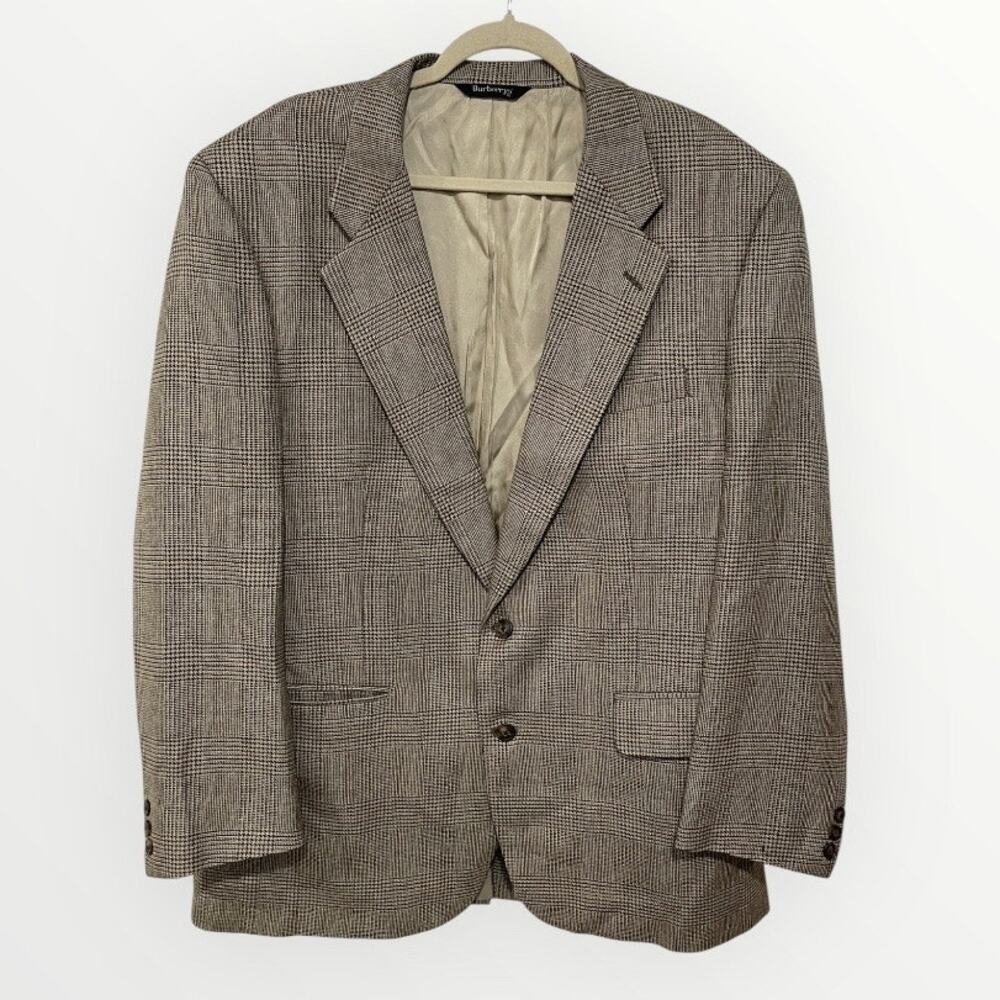 Vintage Burberrys's Brown Houndstooth Check Plaid Blazer Coat